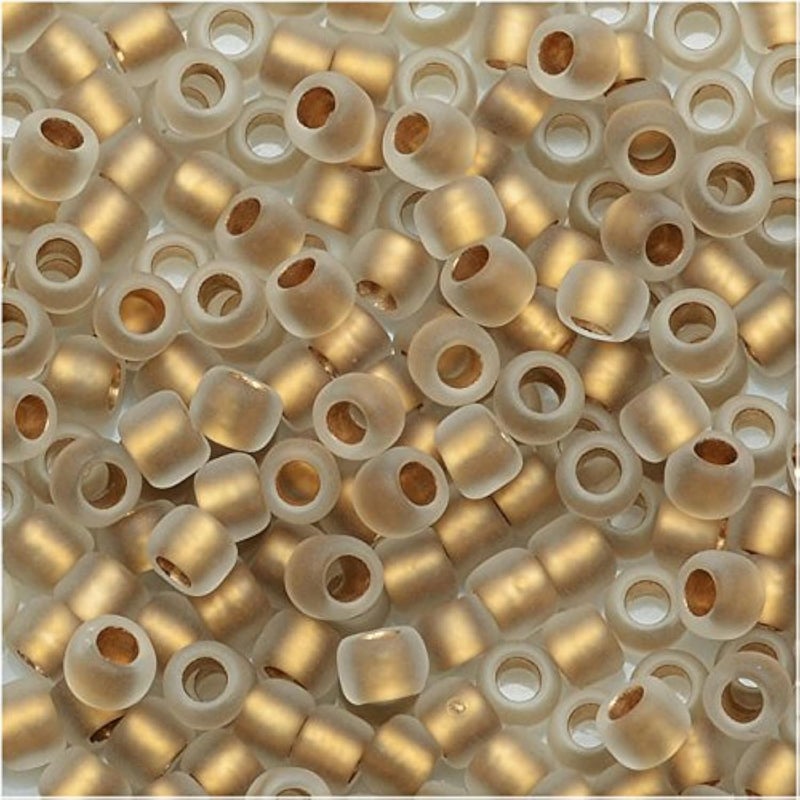 Toho Round Seed Beads 8/0#989F - Frosted Gold-Lined Crystal (8 Grams) - Image 2