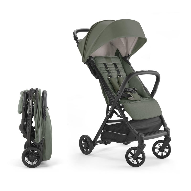 Inglesina Quid Stroller Crocodile Green Ultra Compact Lightweight Travel Stroller Babies and Toddlers Airplane Overhead Foldable Reclining Seat Collapsible Canopy 3 Months 50 lbs BPA Free