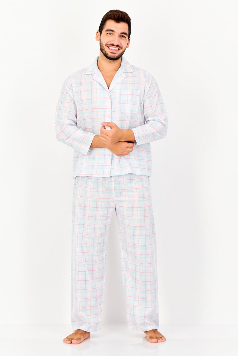 English Laundry Men 2 Pieces Checkered Top And Pajama Pants Set, Multicolor - Image 1