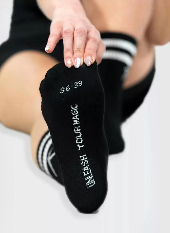 Wizard Pack of 3 - Black Stripes Crew Cotton Socks