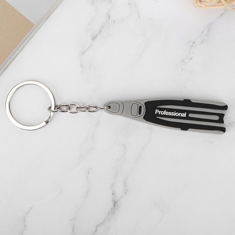 PVC Mini Diving Theme Key Ring Unique Flipper Shape Keychain Fin Keyring GiftGray - Image 2