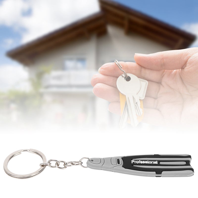 PVC Mini Diving Theme Key Ring Unique Flipper Shape Keychain Fin Keyring GiftGray - Image 1
