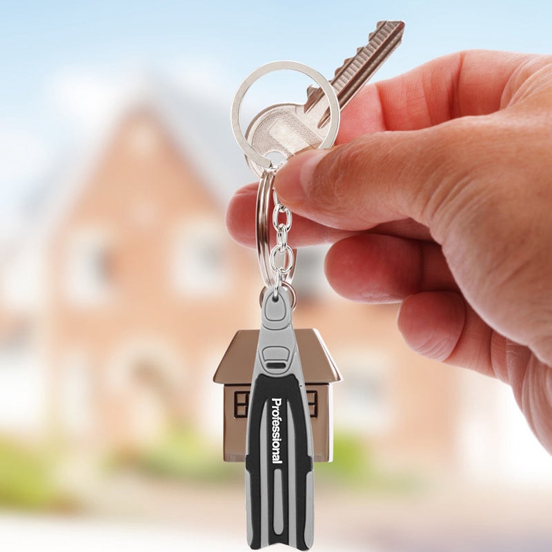PVC Mini Diving Theme Key Ring Unique Flipper Shape Keychain Fin Keyring GiftGray - Image 4