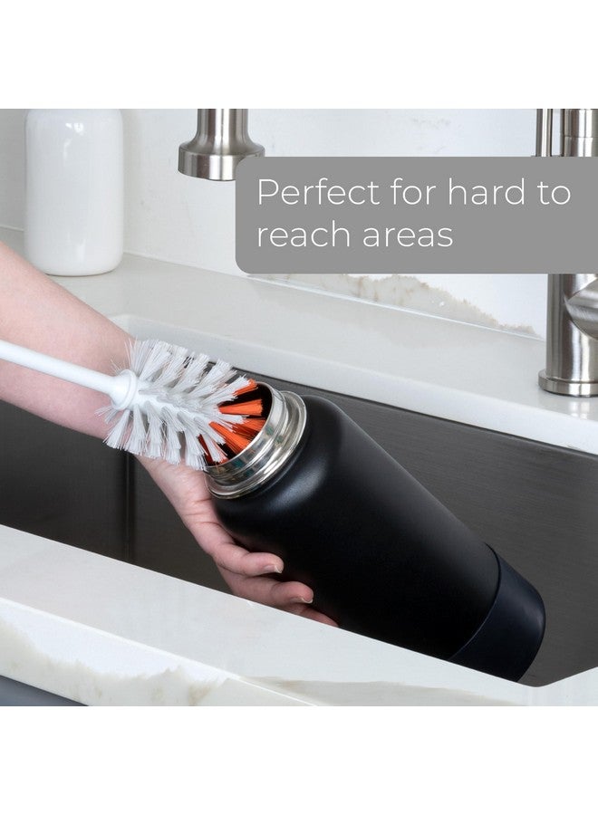 Smart Design Smart Design Bottle Brush - Non-Slip Handle - Long Lasting Bristles - Dishwasher Safe - Cleans Water Bottles, Pitchers, Carafes, Vases - 10.5" Long - Gray & Sunset Orange - Image 1