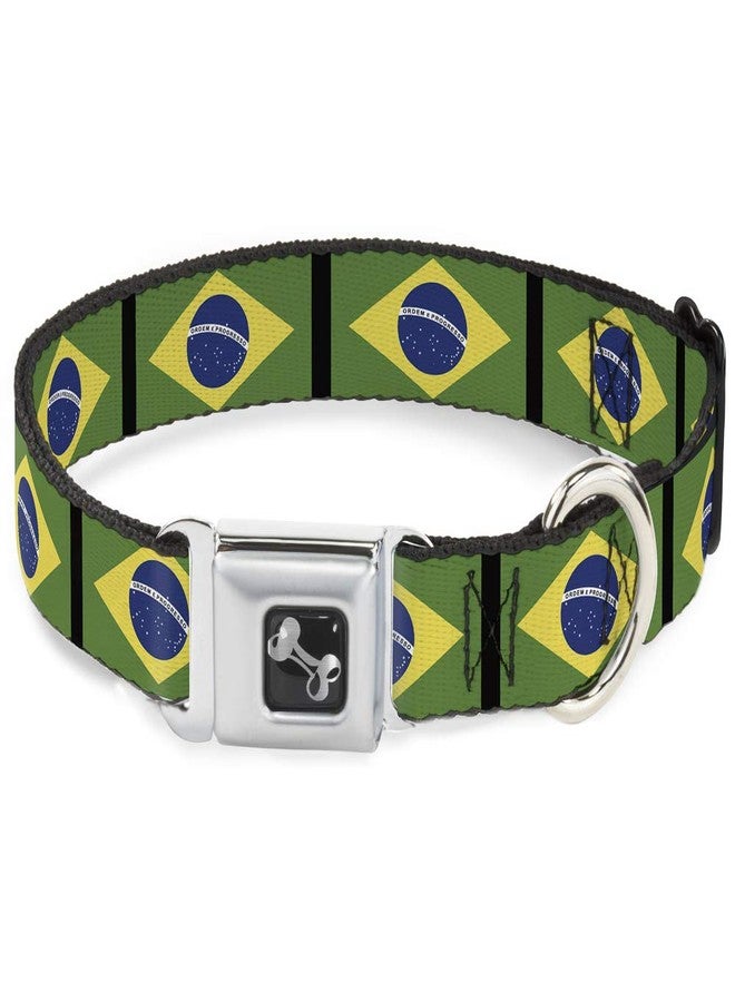 Buckle Down Buckle-Down Seatbelt Buckle Dog Collar - Brazil Flags - 1.5" Wide - Fits 18-32" Neck - Large - Image 1