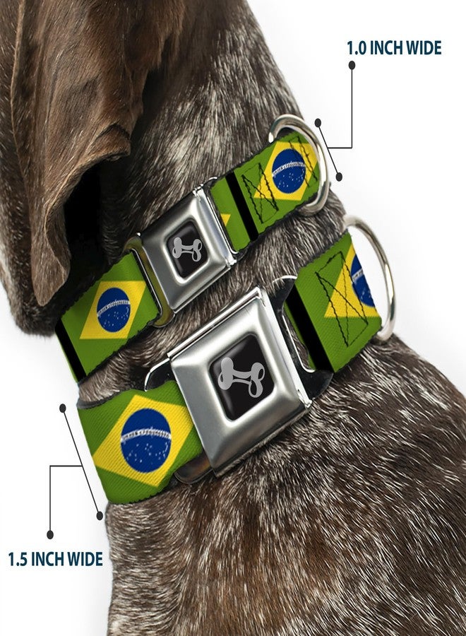 Buckle Down Buckle-Down Seatbelt Buckle Dog Collar - Brazil Flags - 1.5" Wide - Fits 18-32" Neck - Large - Image 2