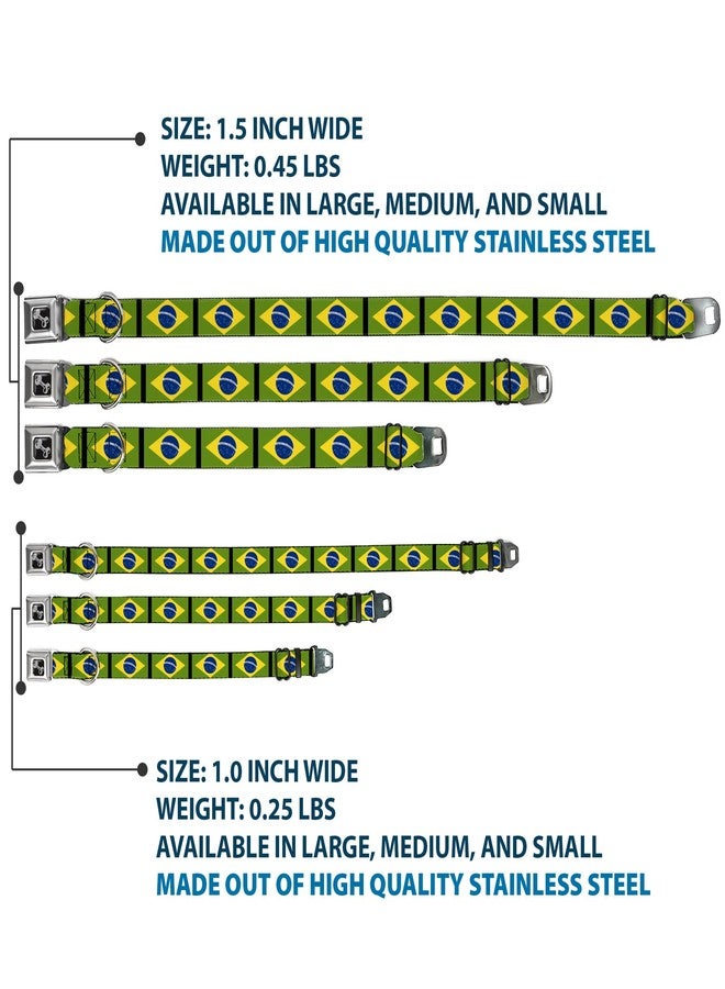 Buckle Down Buckle-Down Seatbelt Buckle Dog Collar - Brazil Flags - 1.5" Wide - Fits 18-32" Neck - Large - Image 3