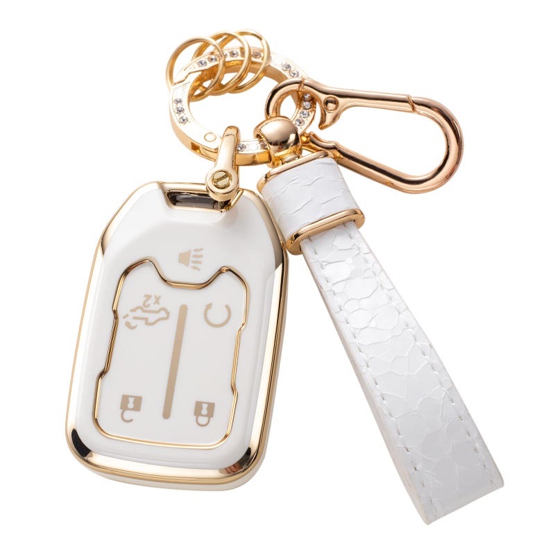 CACARLIKE for GMC Key Fob Cover with GM Keychain Car Key Fob Case Compatible with 2019 2020 2021 2022 Chevy Silverado GMC Sierra 1500 2500 3500HD Terrain Acadia Smart Key Protector Holder - Image 3