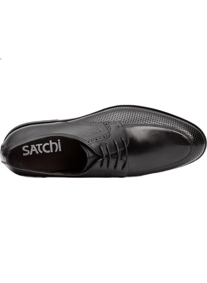 Satchi Men'S Summer Hollow Breathable Leather Shoes Formal Leather Shoes Men 402343283Z Black 40 - Image 3