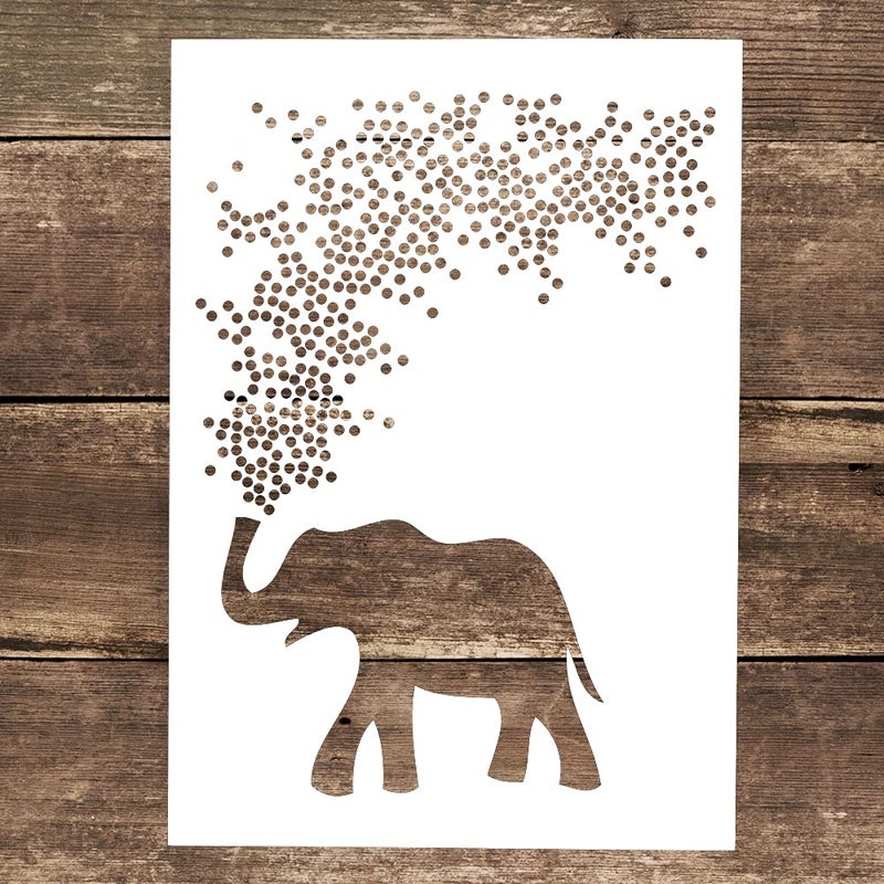 SLGIFT DIY Decorative Elephant Stencil Template for Painting on Canvas Wood Furniture Craft Paper A4 Size