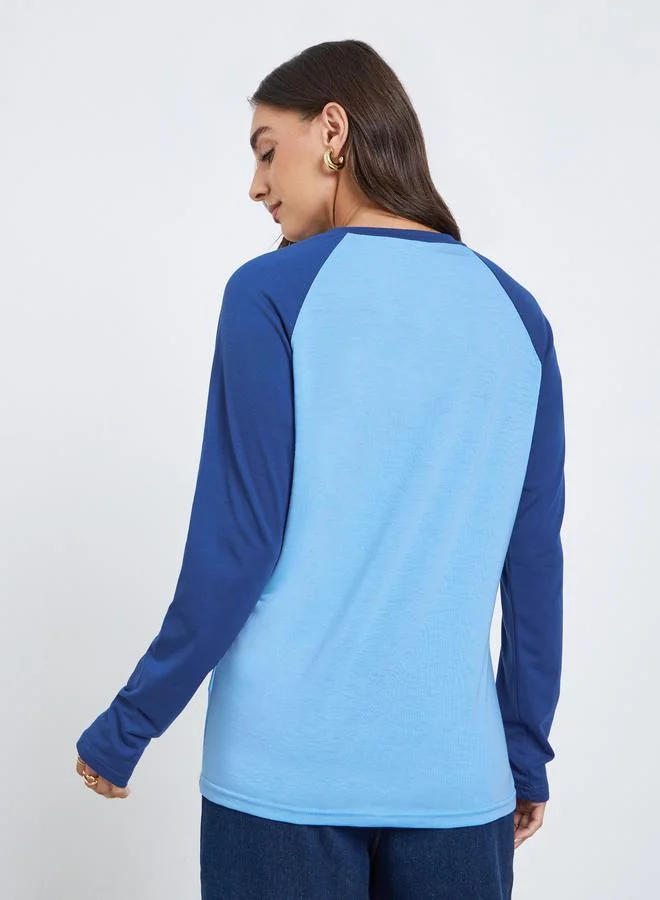 Styli Color Block Raglan Sleeve T-Shirt