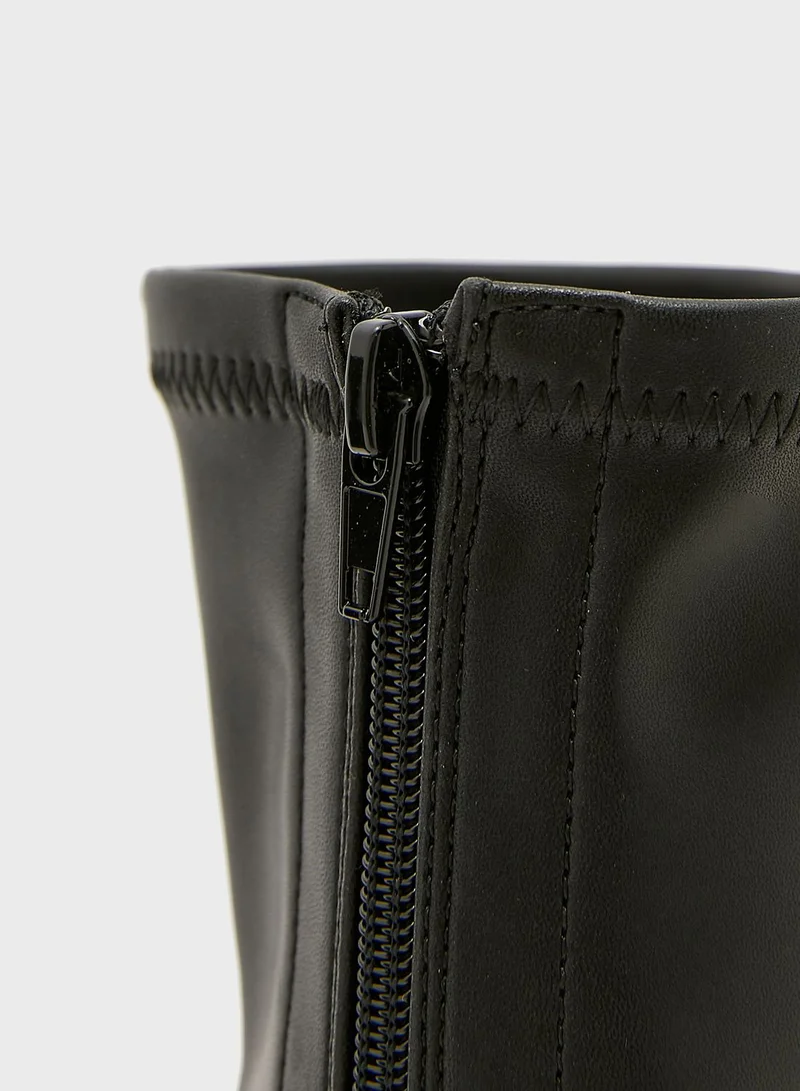 Truffle Rounded Point Perplex Wedge Heel Boot