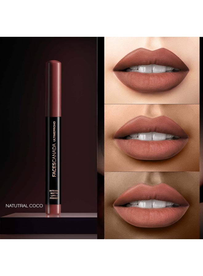 Facescanada FACES CANADA Ultime Pro HD Intense Matte Lipstick + Primer - Natural Coco (Brown), 1.4g | 9HR Long Stay | Flawless HD Matte Finish | Intense Color | Lightweight | Smooth Glide | Primer Infused - Image 2