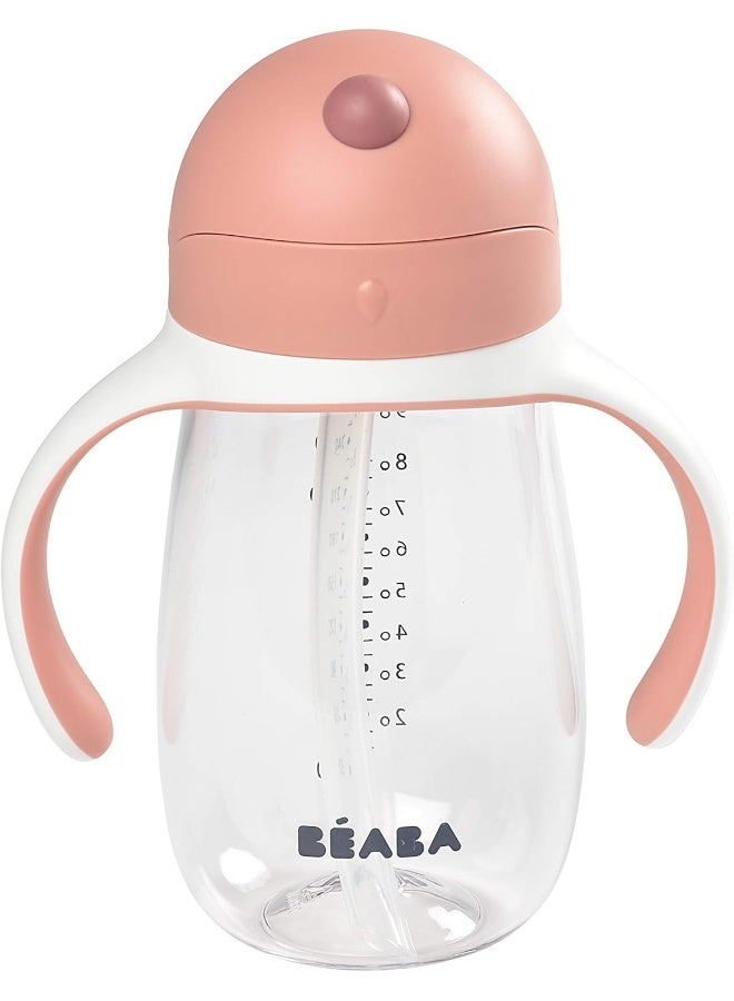 BEABA BÃ©aba Straw Sippy Cup, Sippy Cup with Removable Handles, Sippy Cup with Straw, Baby Straw Cup, Toddler Cup for Toddlers 1-3 Years, Toddler Straw Cups, 8+ months, 10 oz, Rose - Image 2