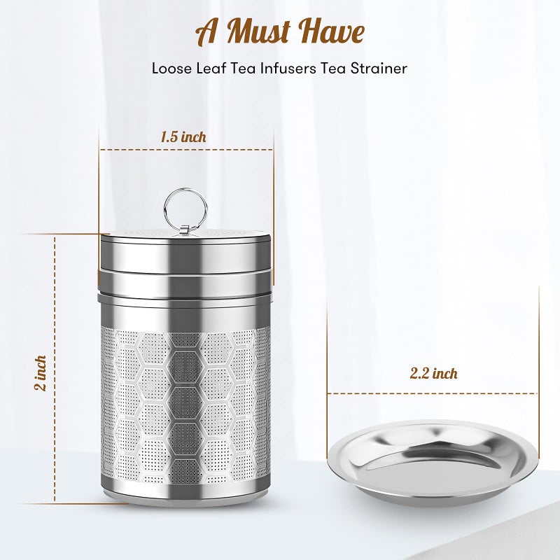 LULLATTI Tea Infusers for Loose Tea, (2 Pack) 18/8 Stainless Steel Tea Strainer Set, Extra Fine Mesh Tea Steeper for Brew Tea, Spices & Seasoning - Image 2