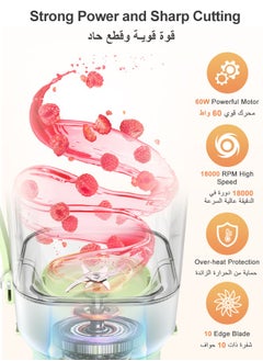 Kawu Portable Juicer Blender Bottle, 33.8oz/1000ml Personal Size Blender for Fruits, Smoothies, Shakes, Rechargeable USB-C,Lid Straw&Strap， Mini Blender Protein Shaker Bottle for Outdoor Camping Travel Gym  - Image 2
