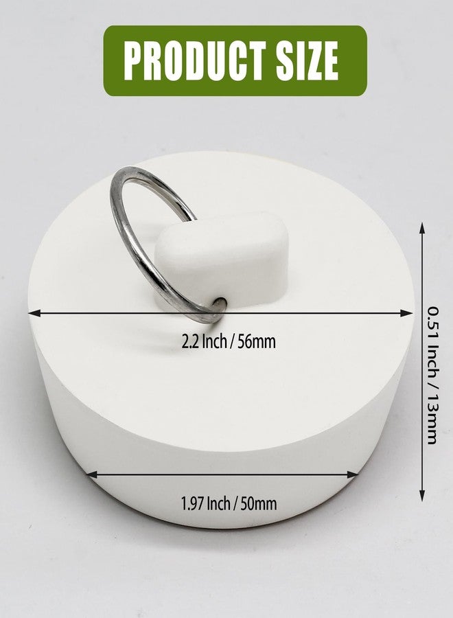 Cionyce 2 Inch Rubber Drain Stopper with Hanging Ring, White, 2 Pack - Image 3