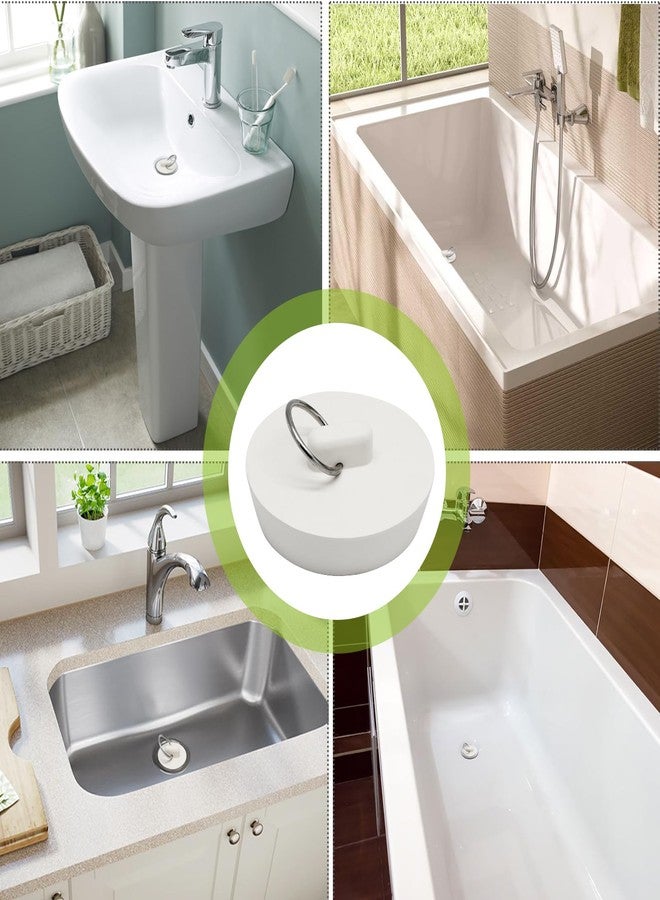 Cionyce 2 Inch Rubber Drain Stopper with Hanging Ring, White, 2 Pack - Image 5