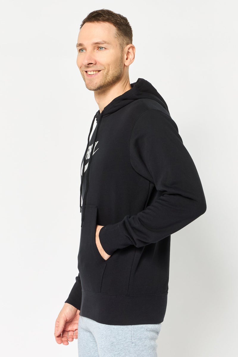 Nike هودي كرة سلة للرجال بأكمام طويلة فضفاضة، أسود - Image 3