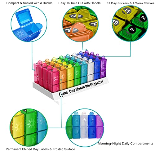 CAidRE Monthly Pill Organizer, CAidRE 30 Day Pill Organizer 2 Times a Day, One Month Pill Box Organizer AM PM, Weekly Pill Holder for Fish Oil, Vitamins, Supplements - Image 4