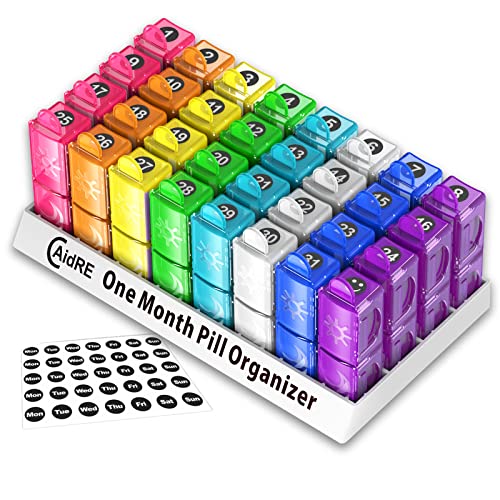 CAidRE Monthly Pill Organizer, CAidRE 30 Day Pill Organizer 2 Times a Day, One Month Pill Box Organizer AM PM, Weekly Pill Holder for Fish Oil, Vitamins, Supplements - Image 2