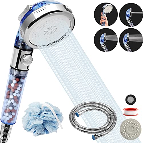 REHAVE High Pressure Shower Head with Hose, REHAVE Water Saving RV Handheld Shower Head, Shower Sprayer, 3 Mode, Handheld Spray Showerheads for Dry Skin Hair Loss, Purifying Filtration Mineral Stone Beads - Image 2
