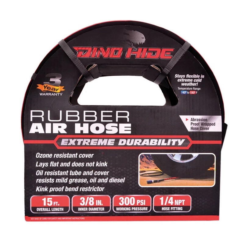 BluBird BLUBIRD DinoHide 38 x 15 HeavyDuty Rubber Air Hose Lightweight CorrosionResistant 14 Brass Fittings 300 PSI Ideal for Pneumatic Tools  Industrial Use - Image 1