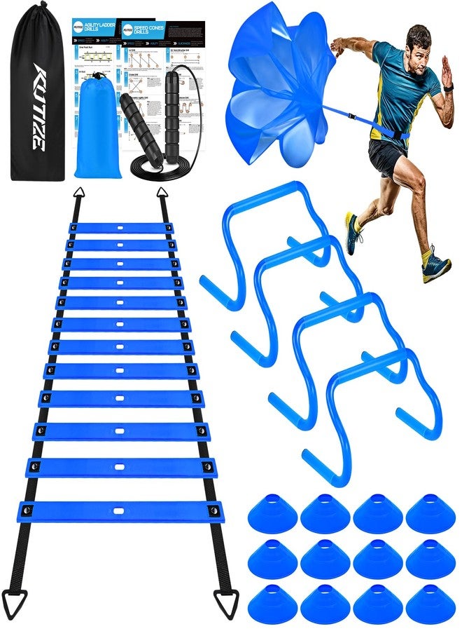 KUTIZE Agility Training Equipment, Soccer Training Equipment, Agility Speed Training Set for Kid Youth Adult, 20FT Agility Ladder, 4 Hurdles,12 Soccer Cones, Jump Rope, Running Parachute, Drill Charts - Image 1