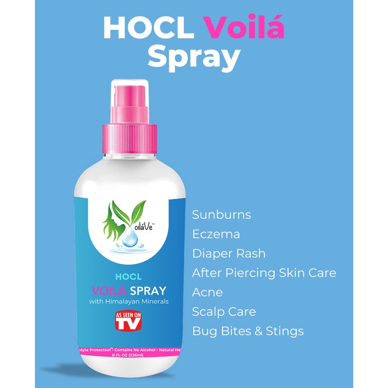 voilave بخاخ فويلافي HOCL | بخاخ حمض الهيبوكلوروس للبشرة | تونر رذاذ للوجه والجسم لعلاج حب الشباب، الندوب، الاحمرار، التهيجات، فروة الرأس الحاكة ورعاية الثقوب بعد الاستخدام | كما تم عرضه على التلفاز - 8 أونصات (قد يختلف التعبئة)  - Image 4