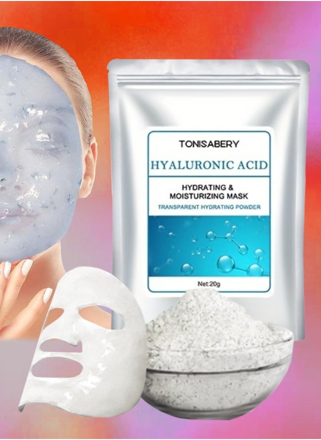 TONISABERY - Hyaluronic Acid Facial Mask Powder Hyaluronic Acid Peel Off Face Mask Powder for Hydrating and Moisturizing Skin Cool Oil Control Tighten Pores and Repair Redness and Dry Itching 20g - Image 1