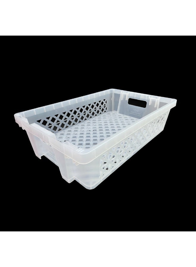 صناعات بلاستيكا ذ.م.م. Plastic Storage Crate 600x400x220mm Stackable, Nestable Food Grade Ventilated Heavy Duty - Clear - Image 3