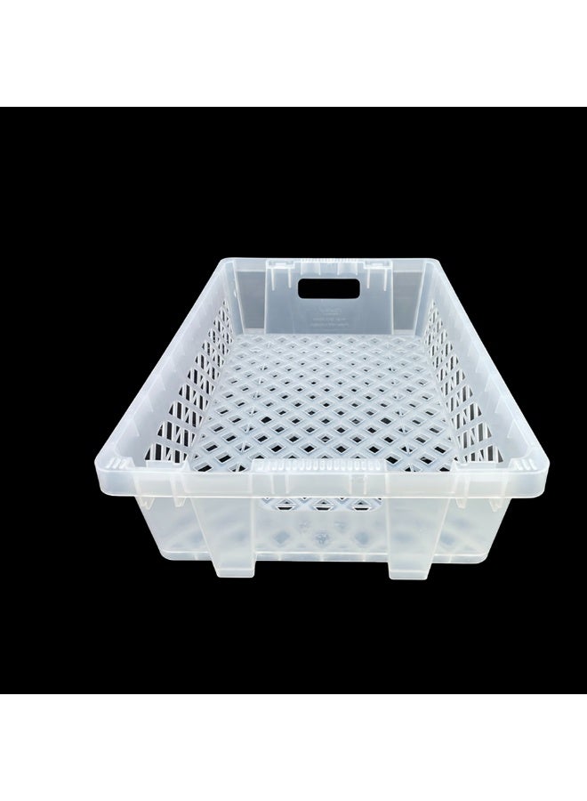 صناعات بلاستيكا ذ.م.م. Plastic Storage Crate 600x400x220mm Stackable, Nestable Food Grade Ventilated Heavy Duty - Clear - Image 2