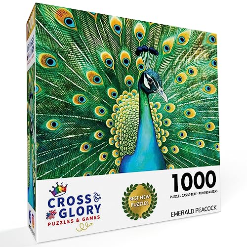 Cross & Glory Cross Glory Emerald Peacock 1000 Piece Jigsaw Puzzle for Adults Colorful Animal Artwork 20 x 27 Inches Satin Finish - Image 5