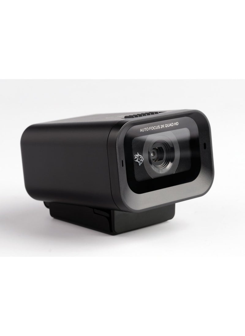porodo - Web Cam 2K 30fps Auto Focus with Built-in Mic and Tripod / High Definition /Windows/Mac/Android/ Touch Mute & Privacy Cover / High-Clarity Vision & Mic / QHD Resolution - Black - Image 1