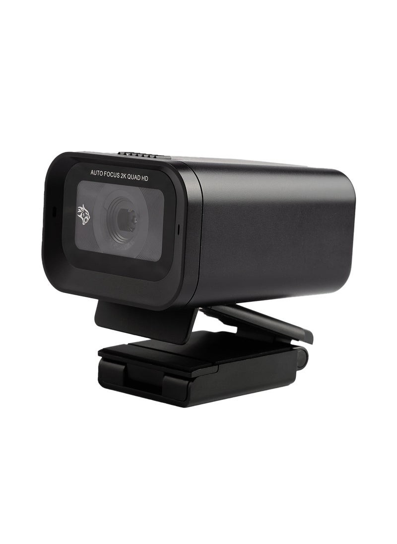 porodo - Web Cam 2K 30fps Auto Focus with Built-in Mic and Tripod / High Definition /Windows/Mac/Android/ Touch Mute & Privacy Cover / High-Clarity Vision & Mic / QHD Resolution - Black - Image 1