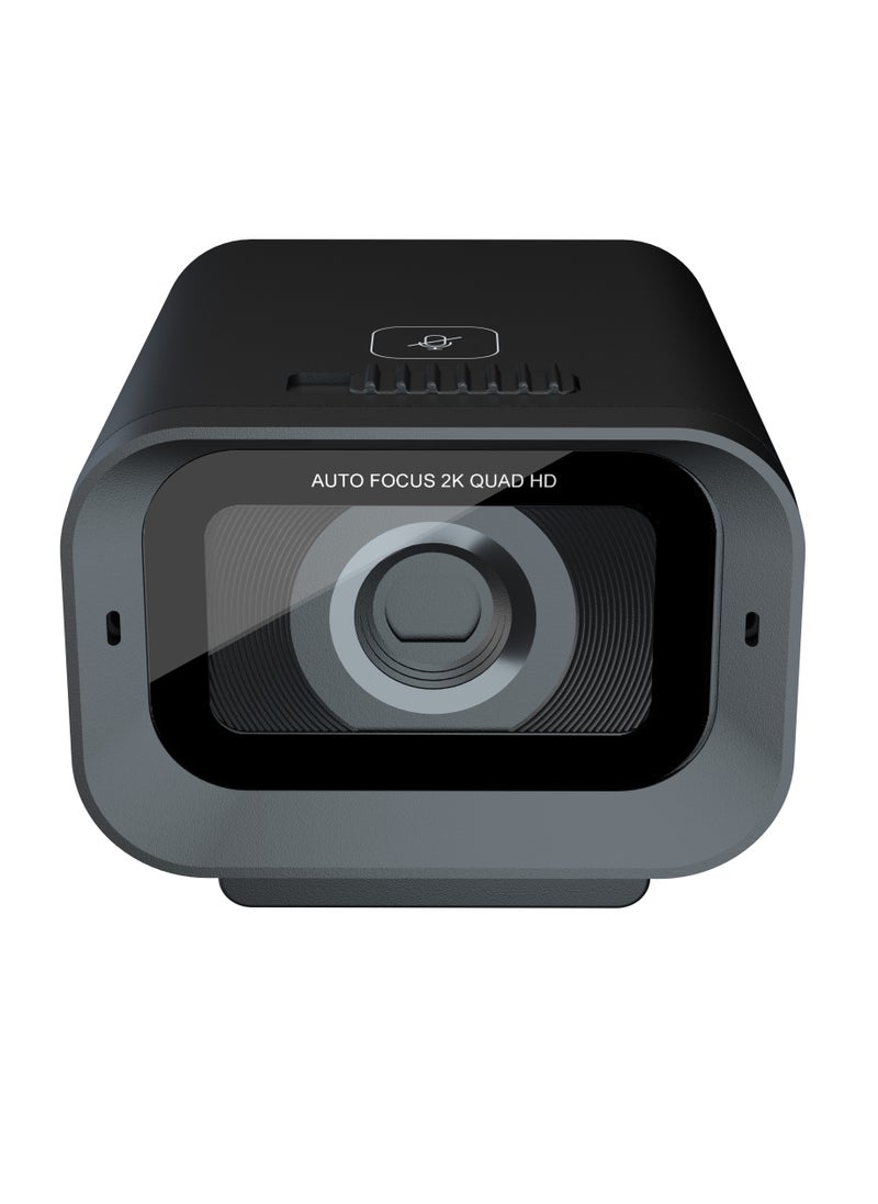 porodo - Web Cam 2K 30fps Auto Focus with Built-in Mic and Tripod / High Definition /Windows/Mac/Android/ Touch Mute & Privacy Cover / High-Clarity Vision & Mic / QHD Resolution - Black - Image 1
