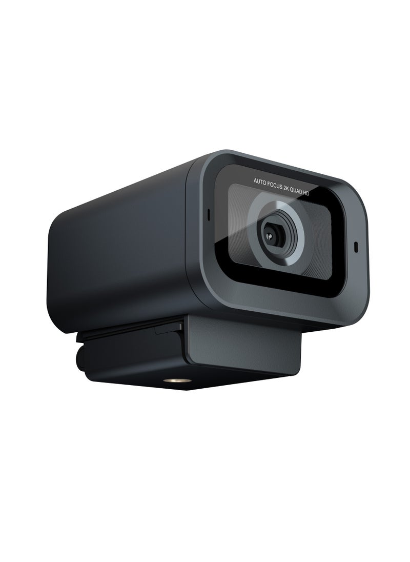 porodo - Web Cam 2K 30fps Auto Focus with Built-in Mic and Tripod / High Definition /Windows/Mac/Android/ Touch Mute & Privacy Cover / High-Clarity Vision & Mic / QHD Resolution - Black - Image 1