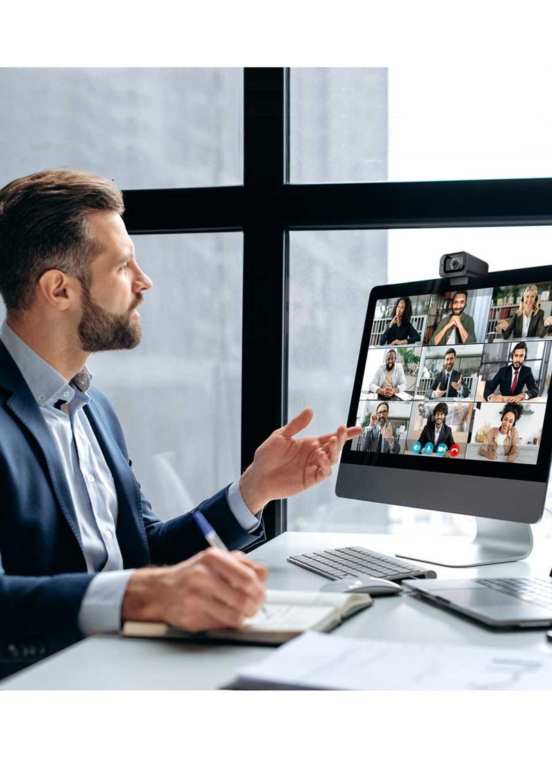 porodo - Web Cam 2K 30fps Auto Focus with Built-in Mic and Tripod / High Definition /Windows/Mac/Android/ Touch Mute & Privacy Cover / High-Clarity Vision & Mic / QHD Resolution - Black - Image 1