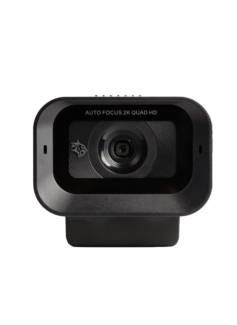 porodo - Web Cam 2K 30fps Auto Focus with Built-in Mic and Tripod / High Definition /Windows/Mac/Android/ Touch Mute & Privacy Cover / High-Clarity Vision & Mic / QHD Resolution - Black - Image 1