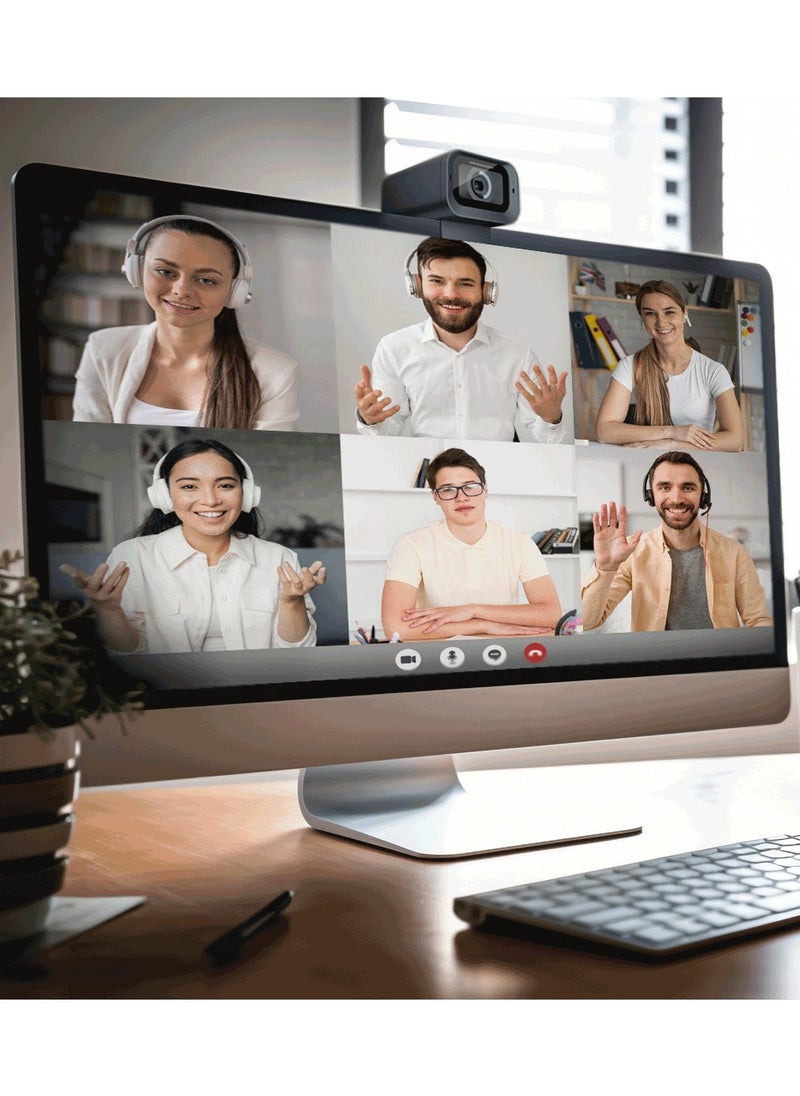 porodo - Web Cam 2K 30fps Auto Focus with Built-in Mic and Tripod / High Definition /Windows/Mac/Android/ Touch Mute & Privacy Cover / High-Clarity Vision & Mic / QHD Resolution - Black - Image 1