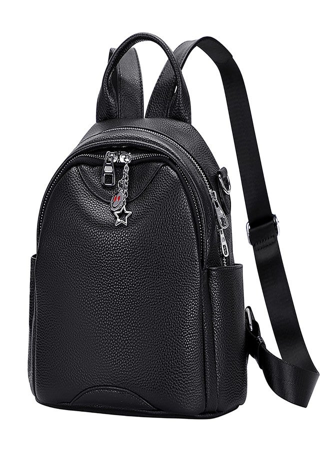 ALTOSY Soft Genuine Leather Backpack for Women Small Convertible Backpack Purse Shoulder Bag for Ladies (S97 Black) - Image 2