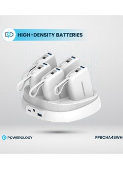 Powerology x5 10000 mAh Power Bank Station 10000mAh with Built-In Type-C Cable / Recharging Base PD20W / USB-C & USB-A Outputs/ Ultimate Charging Terminal / Built-in Safeguard /Durable Reliable Powerbank Station / Power Station - White  - Image 5