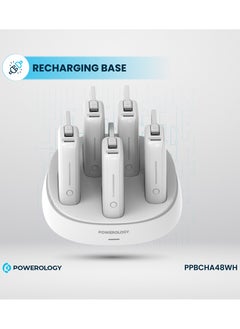 Powerology x5 10000 mAh Power Bank Station 10000mAh with Built-In Type-C Cable / Recharging Base PD20W / USB-C & USB-A Outputs/ Ultimate Charging Terminal / Built-in Safeguard /Durable Reliable Powerbank Station / Power Station - White  - Image 4