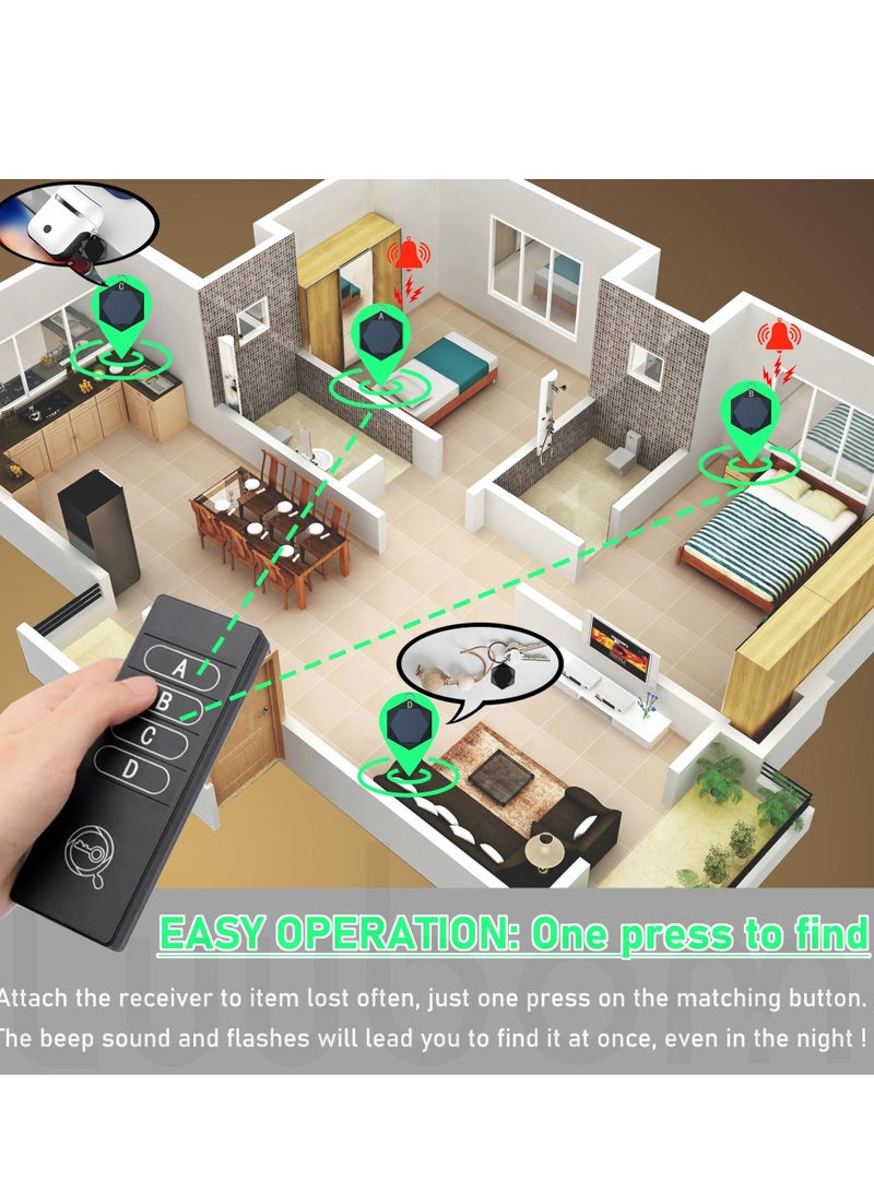 Quick Key Viewer Remote Finder 80DB+, Luubom Tracking Devices, Item Locator Tags with 164ft, Wireless Locator for Finding Wallet Phone Glasses Key, 1 RF Transmitter & 4 Receivers  - Image 3