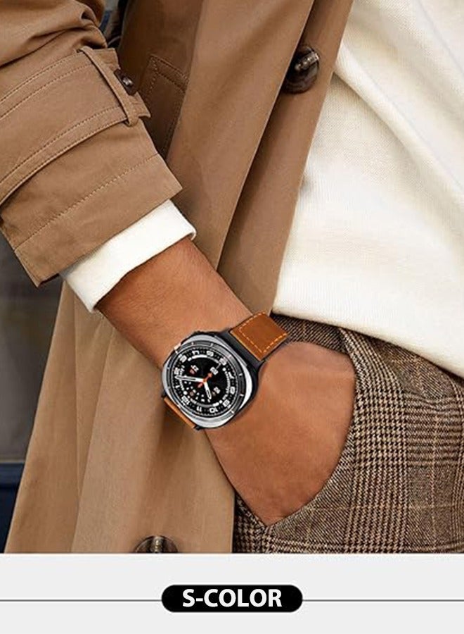 S-Color سوار ساعة مغناطيسي متوافق مع ساعة سامسونج جالكسي ووتش ألترا 47 مم (2024) جلد طبيعي بتصميم مشبك مغناطيسي أساور قابلة للتعديل لملحقات استبدال الأشرطة للرجال والنساء بني - Image 5
