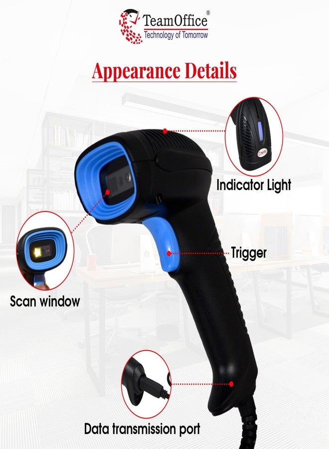 مكتب الفريق ماسح ضوئي محمول سلكي USB من Team Office طراز BS20 للرموز الشريطية ورموز QR - قارئ عالي السرعة أحادي وثنائي الأبعاد يعمل بتقنية التوصيل والتشغيل لأنظمة نقاط البيع والفواتير والمخزون وأنظمة البيع بالتجزئة - Image 5
