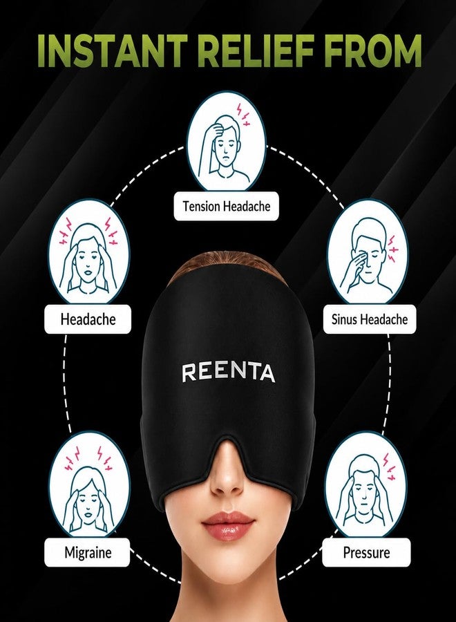 REENTA Migraine Relief Cap – Hot & Cold Therapy Headache Hat | Cooling Gel Ice Pack Mask for Migraine, Sinus, Stress & Tension Relief | Reusable Full Head Wrap for Men & Women (Black) - Image 5