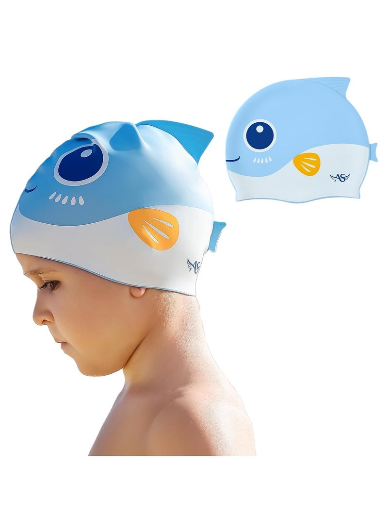 Fanski Kids Cartoon Fish Swim Caps, Children Elastic Swimming Hats Silicone Swimming Caps for Girls and Boys  - Image 1