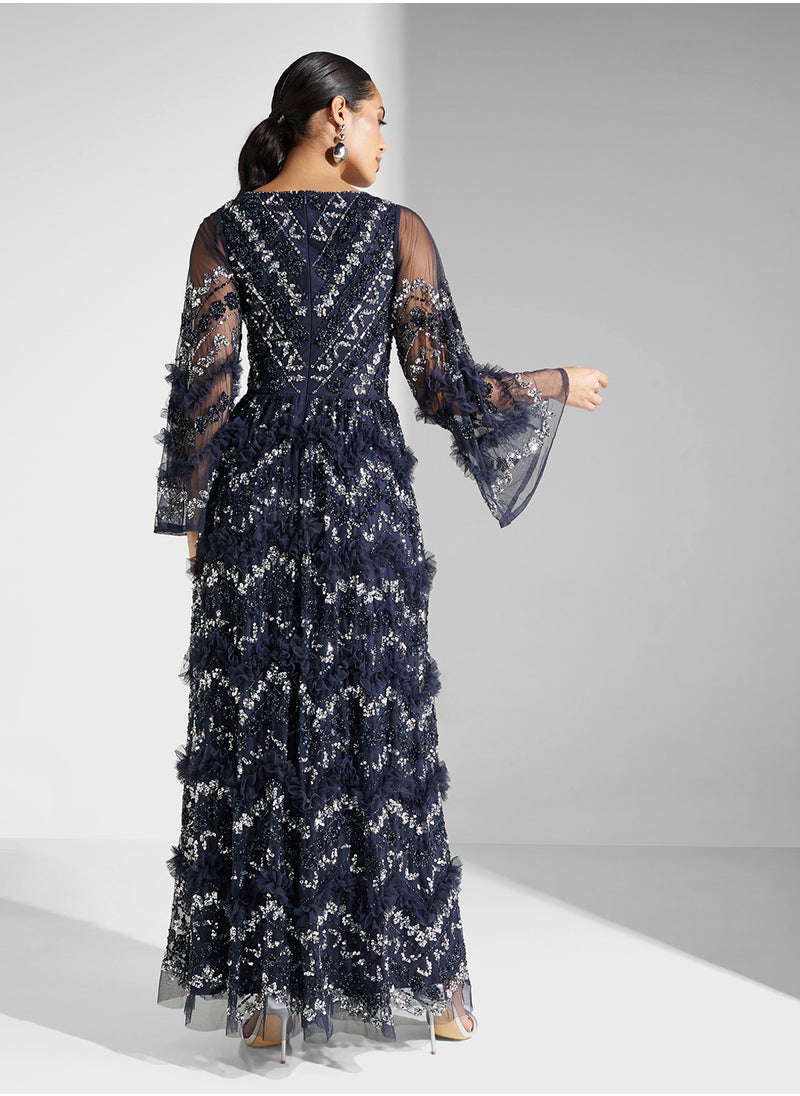 Maya Embellished Frill Detailed Maxi Dress  - Image 2