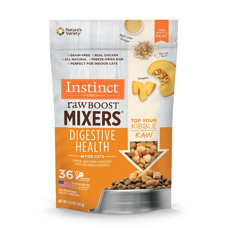 Instinct Raw Boost Mixers, Freeze Dried Cat Food Toppers with Functional Ingredients, Grain Free, Real Chicken - Digestive Health, 5.5 oz Bag - Image 1